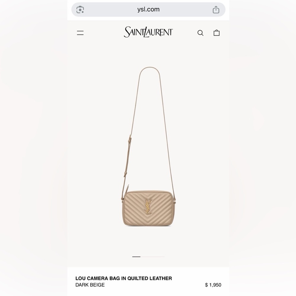 Saint Laurent Beige Quilted Camera Crossbody with Gold Logo
